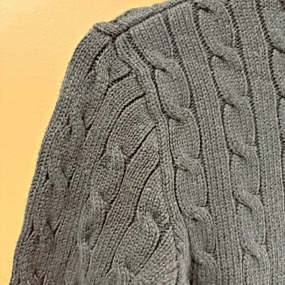 Ralph Lauren Sport Black Turtleneck Sweater L Cable Knit Pullover Purple Polo - Picture 4 of 11